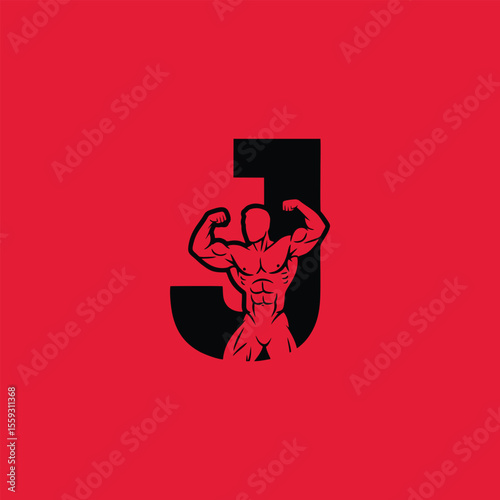 "Bodybuilder Inside Letter J Logo