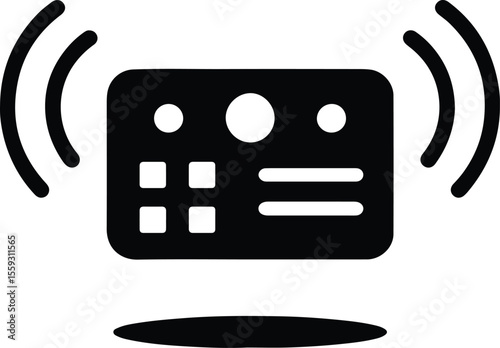 Silhouette Smart speaker minimalist symbol black vector Illustrator