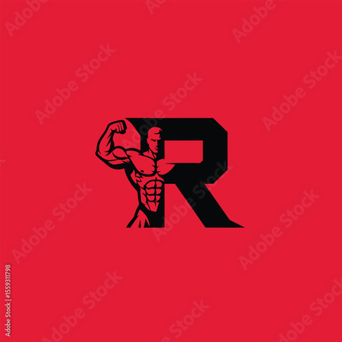 "Bodybuilder Inside Letter R Logo
