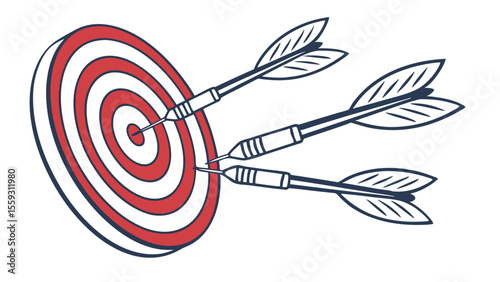 Dartboard with Three Darts Aiming for the Center.