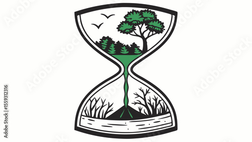 Hourglass Illustrating Environmental Degradation and Time.