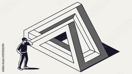 Intriguing Optical Illusion with a Pondering Figure.