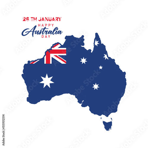 Happy Australia Day text design vector. Happy Australia Day Vector Illustration.
