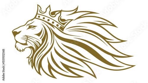 Majestic Lion with Royal Crown Graphic Design.