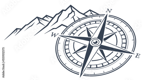 Mountain Compass Rose Design.