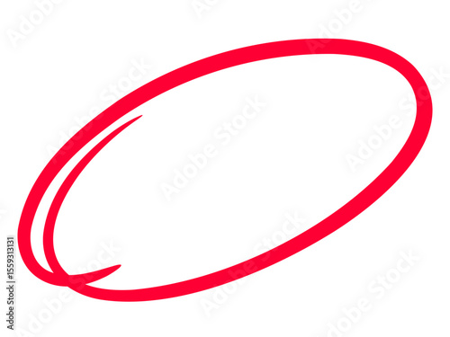 Hand drawn red circle highligter. Vector marker circle line