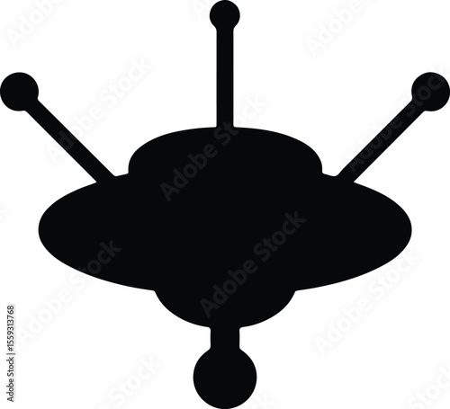Silhouette UFO flying saucer with antennas space exploration vector Illustrator