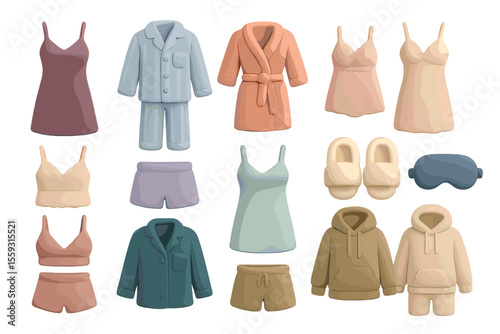 Pastel sleepwear and loungewear collection with robes and pajamas