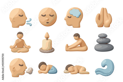 Meditation and relaxation techniques illustrated in 3d art