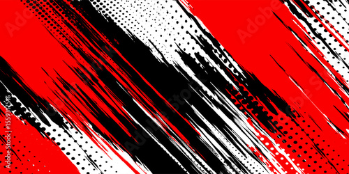 Halftone dots red and white color pattern gradient grunge texture background. Dot pop art comic sport style vector illustration. grunge vector dots black grunge
