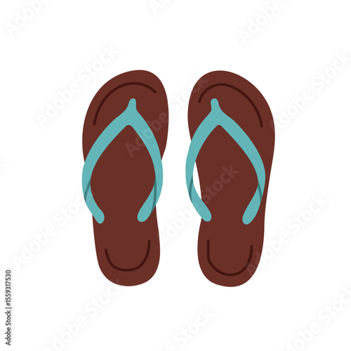 Blue flip flops with brown soles for beach or daily summer use
