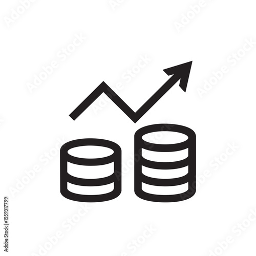 Financial growth concept with rising graph and coin stacks