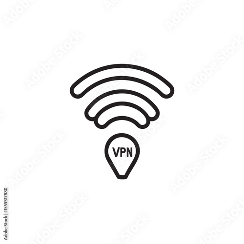 Secure internet connection concept with VPN symbol and Wi Fi signal