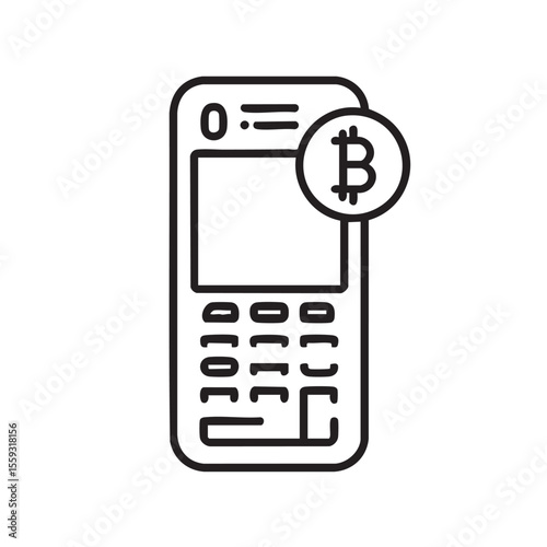 Mobile phone with bitcoin symbol for digital currency transactions