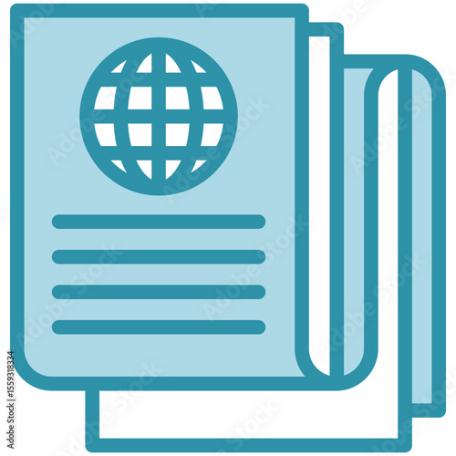 Daily News dual tone blue color mini illustration icon, use for journalist, broadcasting, news and media UI, UX kit, app and web development, digital or print.