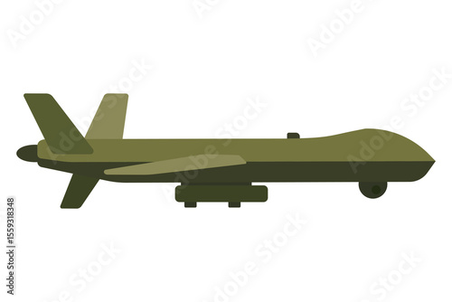 Military drone model in olive green color with detailed design and realistic features