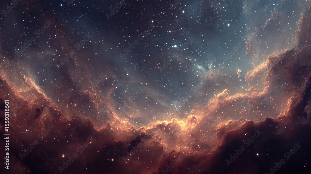 Fototapeta premium Abstract universe artwork featuring nebula clouds and mystic celestial symbol