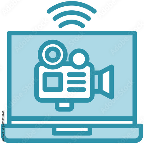 Live Stream dual tone blue color mini illustration icon, use for journalist, broadcasting, news and media UI, UX kit, app and web development, digital or print.