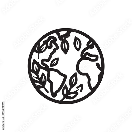 Earth illustration with leaves representing environmental awareness