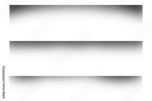 Shadow overlay effect isolated on transparent background. Blurred horizontal shadow. Gradient shadow edges for print, Page dividers, frames, poster, card, graphic design elements, PNG