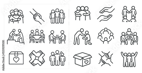 Icons depicting people engaging in teamwork and cooperative activities.