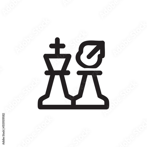 Chess pieces in a minimalistic design for strategy concept