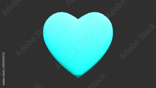 heart shape rotating on solid color, 3D Happy Valentines day hearts, love rotating animation. alpha channel stock video 4k. 