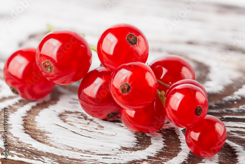 a sprig of delicious red currant close-up
