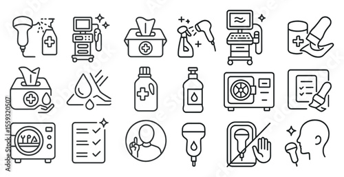 Icons depicting various car maintenance tools and equipment in grayscale.