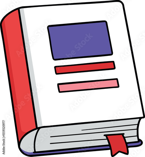 Book icon with red spine and bookmark vector illustration for education and reading materials design