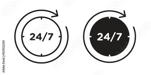 24 7 icon pack. Flat Vector Icon Design Element.