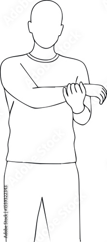 Man Stretching Arm Fitness Exercise for Warm Up and Injury Prevention Vector Illustration