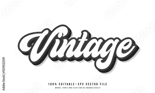 Vintage text effect editable. Editable Vintage text effect vector