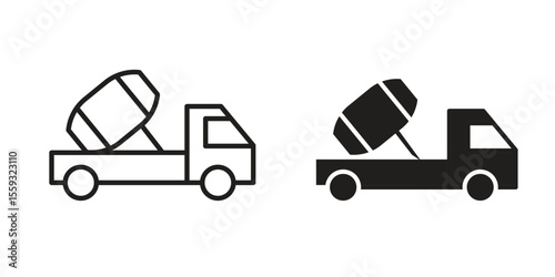 Cement truck icon pack. Flat Vector Icon Design Element.