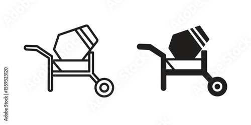 Cement mixer icon pack. Flat Vector Icon Design Element.
