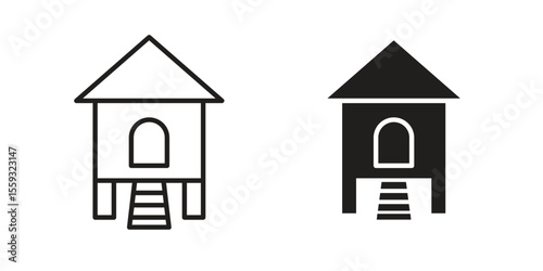 Chicken coop icon pack. Flat Vector Icon Design Element.
