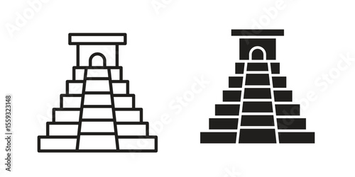 Chichen Itza icon pack. Flat Vector Icon Design Element.