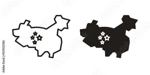 China map icon pack. Flat Vector Icon Design Element.