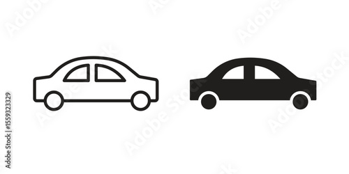 Compact car icon pack. Flat Vector Icon Design Element.
