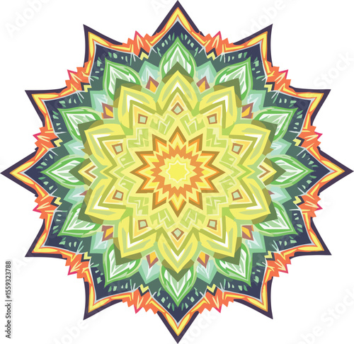 Colorful hand drawn mandala design decorative artwork isolated on white background beautiful creative illustration.