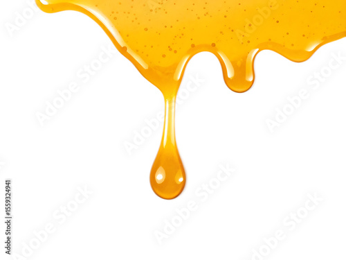 sweet honey spill drip isolated on white background PNG ,AI GENERATED
