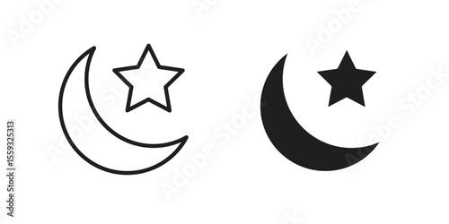 Moon and star icon pack. Flat Vector Icon Design Element.