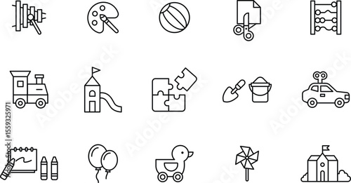 Icon Collection of Toys and Activities for Children