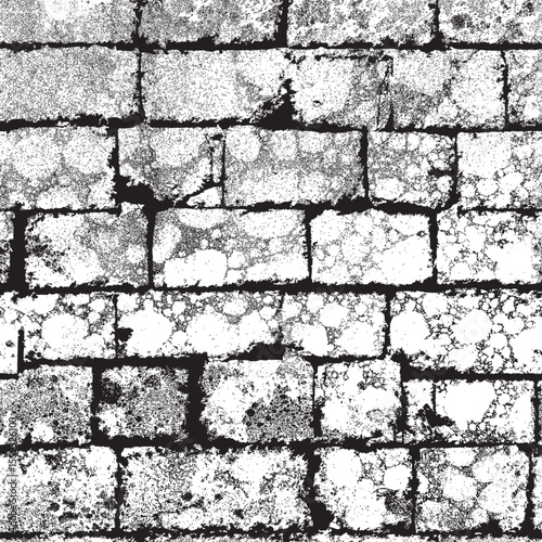 Vector seamless pattern or background with brick wall, stone. Old, broken, chipped shell rock with holes on the theme of construction, repair, funeral services. Wallpaper, tile. AI is not used