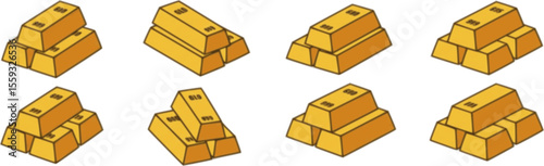 Gold bar icon different style vector illustration. Gold icon symbol.
