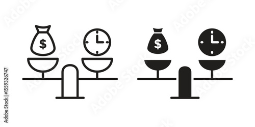 Time and money compare scale icon pack. Flat Vector Icon Design Element.