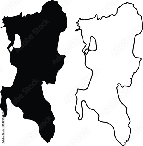 Map of Lake Mary Jane Florida USA Silhouette Flat and Outline Design

