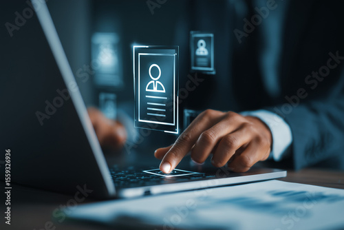 Businessman verifying digital identity for secure online onboarding