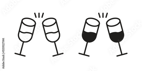 Wine toast icon pack. Flat Vector Icon Design Element.