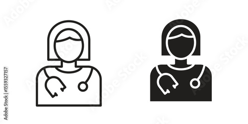 Woman Doctor icon pack. Flat Vector Icon Design Element.